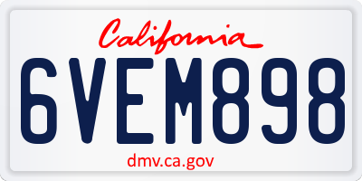 CA license plate 6VEM898