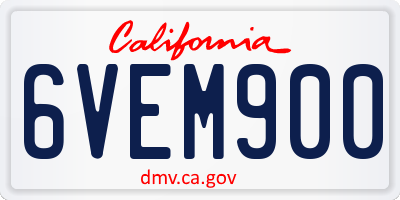 CA license plate 6VEM900