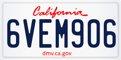 CA license plate 6VEM906