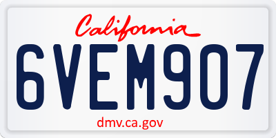 CA license plate 6VEM907