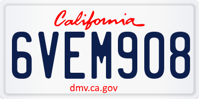CA license plate 6VEM908
