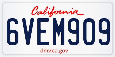 CA license plate 6VEM909