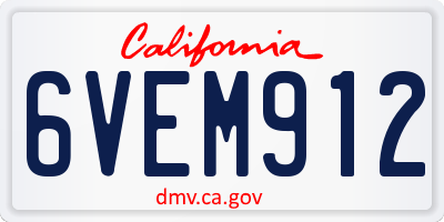 CA license plate 6VEM912