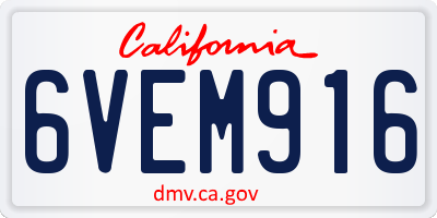 CA license plate 6VEM916