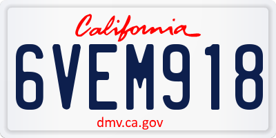 CA license plate 6VEM918