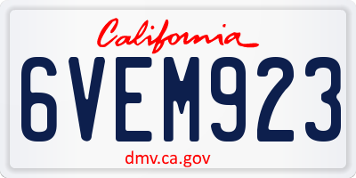 CA license plate 6VEM923
