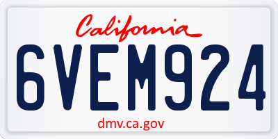 CA license plate 6VEM924
