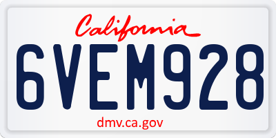 CA license plate 6VEM928