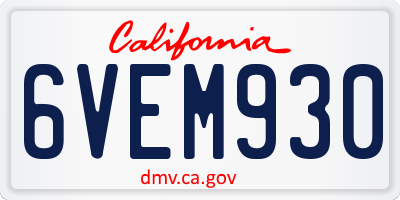 CA license plate 6VEM930