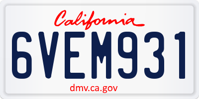 CA license plate 6VEM931