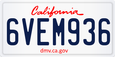 CA license plate 6VEM936