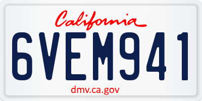 CA license plate 6VEM941