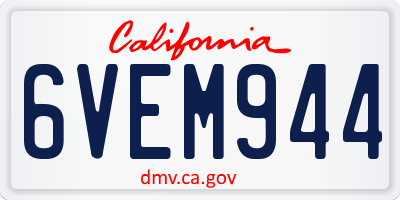 CA license plate 6VEM944