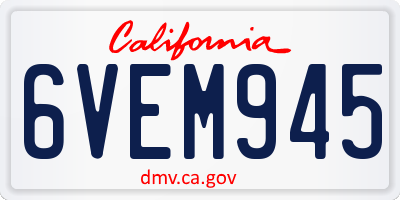CA license plate 6VEM945