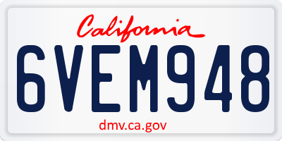 CA license plate 6VEM948