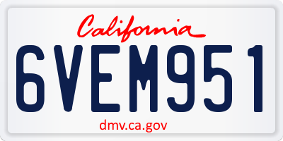 CA license plate 6VEM951