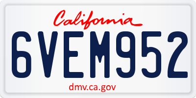CA license plate 6VEM952