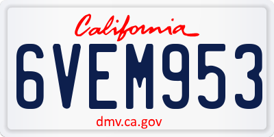 CA license plate 6VEM953