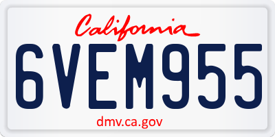 CA license plate 6VEM955