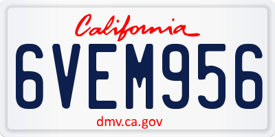 CA license plate 6VEM956