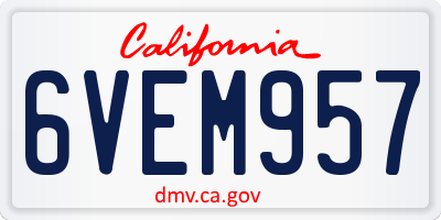 CA license plate 6VEM957