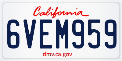 CA license plate 6VEM959