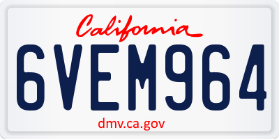 CA license plate 6VEM964