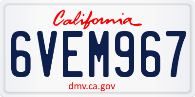 CA license plate 6VEM967