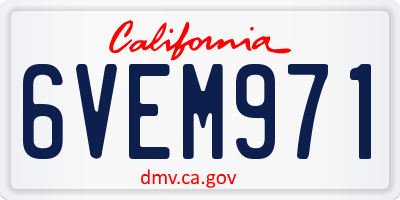 CA license plate 6VEM971