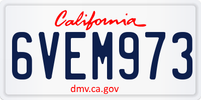 CA license plate 6VEM973