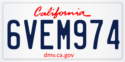 CA license plate 6VEM974