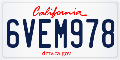 CA license plate 6VEM978
