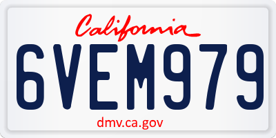 CA license plate 6VEM979