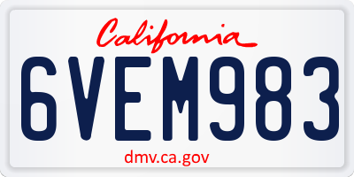 CA license plate 6VEM983