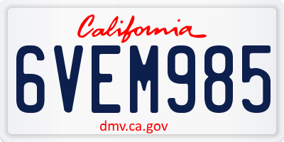 CA license plate 6VEM985