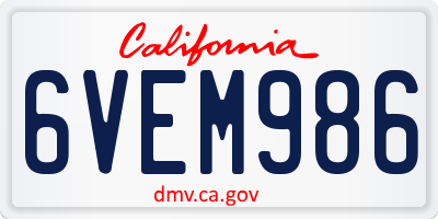 CA license plate 6VEM986