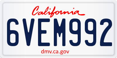 CA license plate 6VEM992