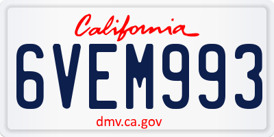 CA license plate 6VEM993