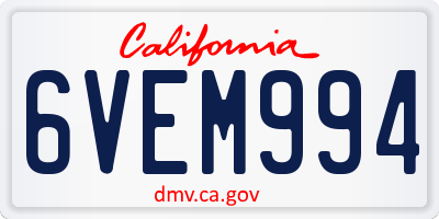 CA license plate 6VEM994