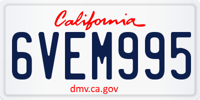 CA license plate 6VEM995