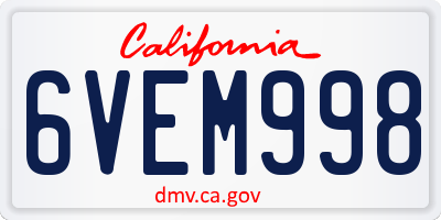 CA license plate 6VEM998