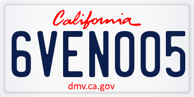 CA license plate 6VEN005