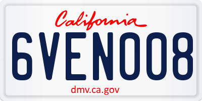 CA license plate 6VEN008