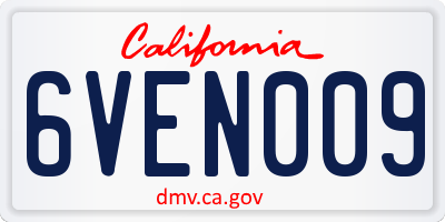CA license plate 6VEN009