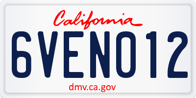 CA license plate 6VEN012