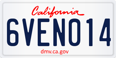 CA license plate 6VEN014