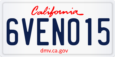 CA license plate 6VEN015