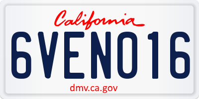 CA license plate 6VEN016