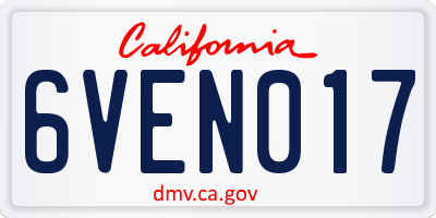 CA license plate 6VEN017