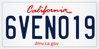 CA license plate 6VEN019